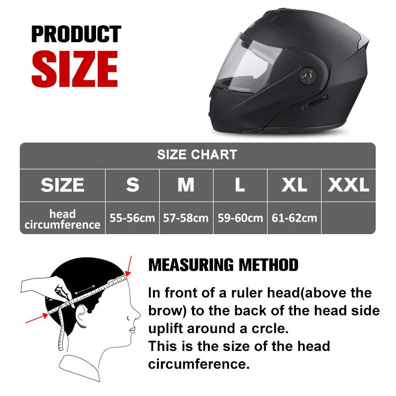 UCHOOSE Casco Modular Flip-Up Negro Mate (Certificación DOT)