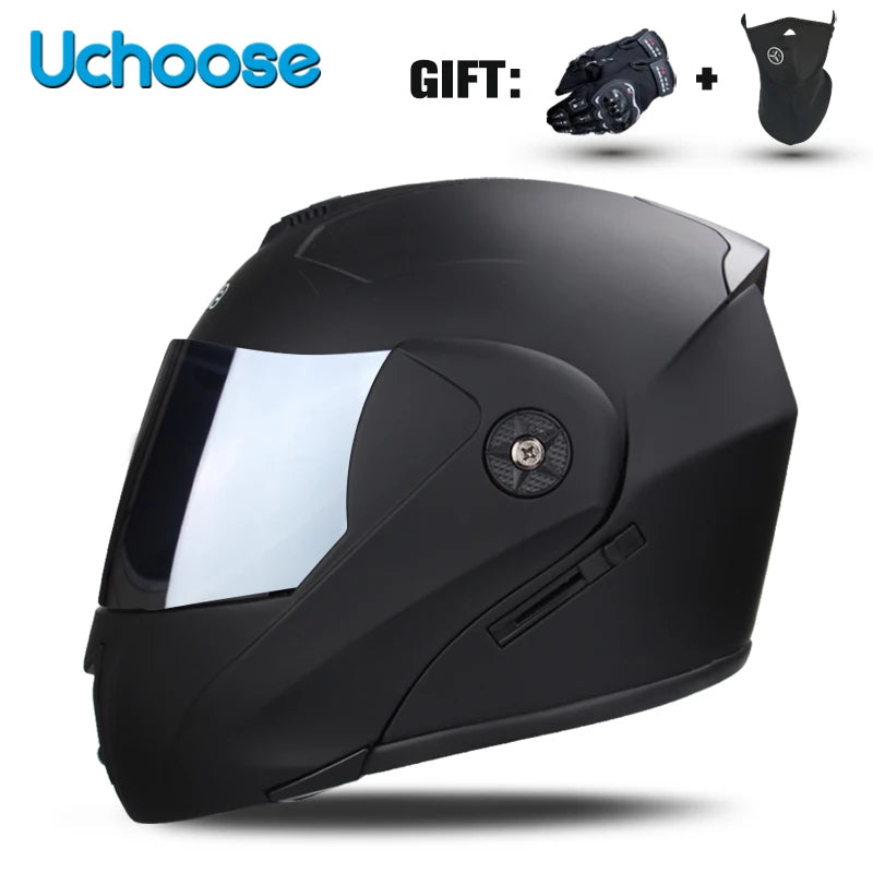 UCHOOSE Casco Modular Flip-Up Negro Mate (Certificación DOT)