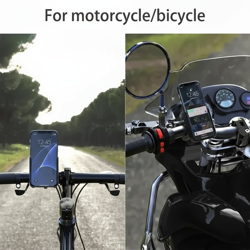 Soporte de Teléfono para Moto de Aluminio – Antivibración y Giro 360°