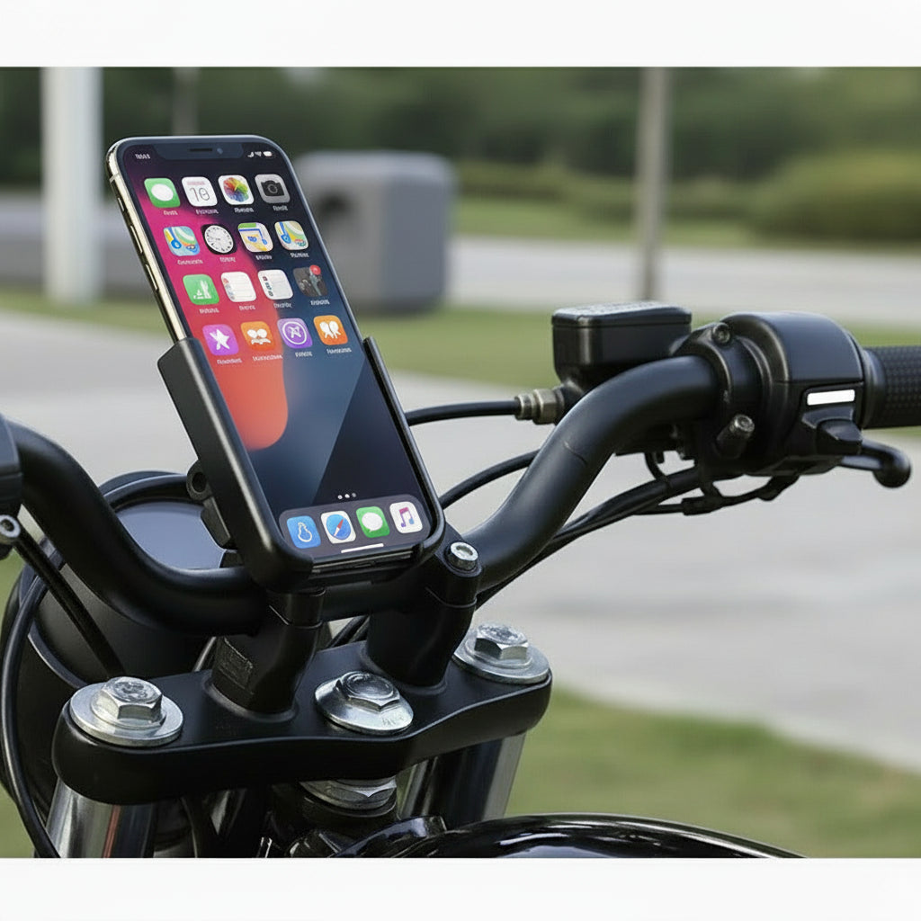 Soporte de Teléfono para Moto de Aluminio – Antivibración y Giro 360°